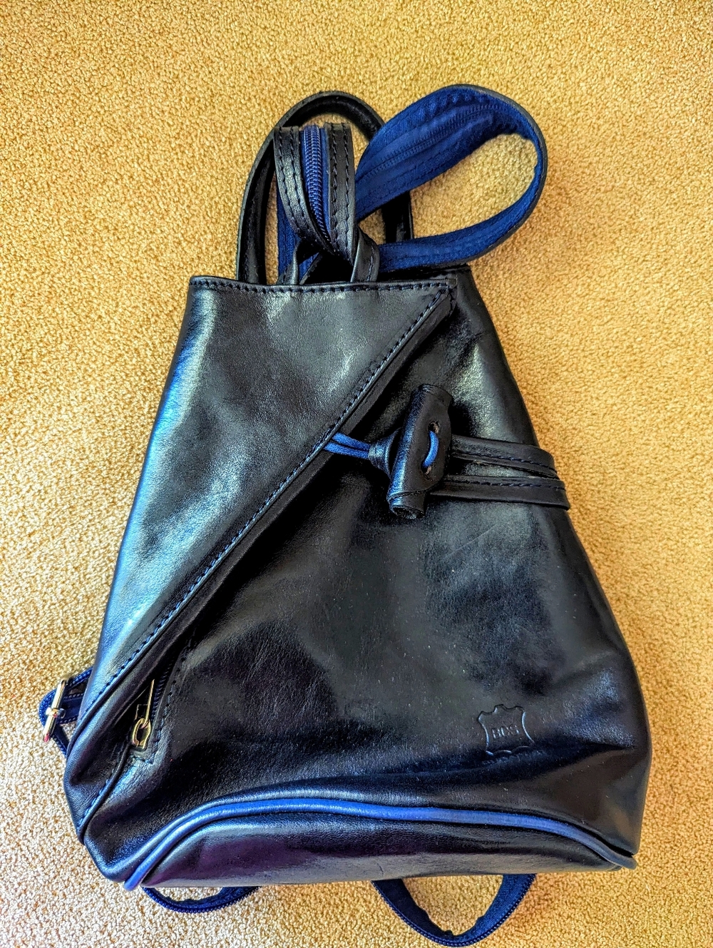 Leather Mini Backpack with Accents